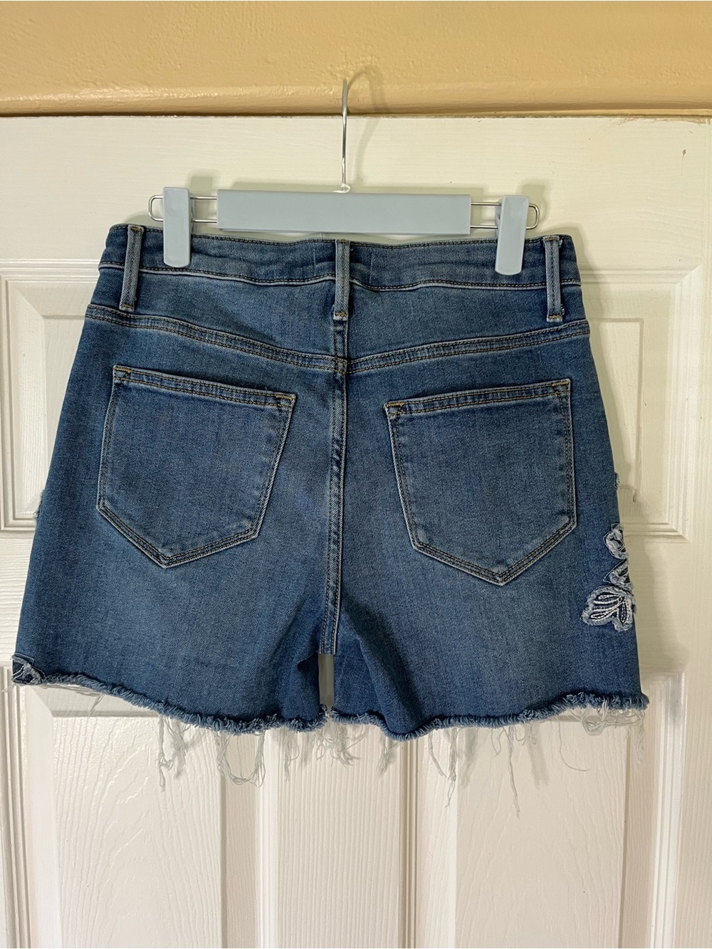 DRIFTWOOD Floral Embroidered Frayed-Hem Denim Shorts - Picture 6 of 9